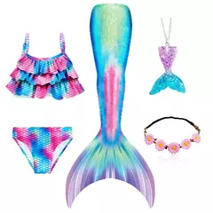 Novas crianças a pequena sereia caudas crianças memaid maiô biquíni traje de halloween feminino pode adicionar monofin para piscina na internet