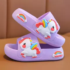 Chinelos de unicórnio de desenhos animados para crianças, Home Flip Flops, antiderrapante, sola grossa, slides do banheiro, bebês, crianças, verão, 2 a 8 anos - Wolf Magazine