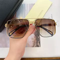 Imagem do THE DAWN-Óculos De Sol De Luxo Masculino, Liga Marrom Dourada Preta, Design de Marca, Alta Qualidade, Moda Clássica, Pontes Duplas, UV400