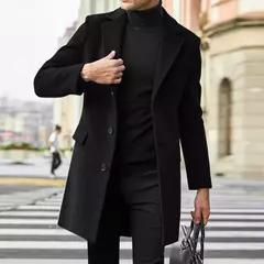Casaco de lã de manga comprida masculino, peito único, quebra-vento britânico, tendência da moda, terno novo, outono e inverno, 2023 - loja online