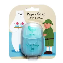 Imagem do Portátil Descartável Sabão Caixa De Papel, Viagem Lavar A Mão, Banho Limpo, Scented Slice Sheets, Mini Papel Sabão, Fontes Do Banheiro, 50Pcs