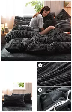 Coral Fleece Duvet Cover com Pillowscaso, Flanela grossa, conjuntos de cama quentes, capa de edredão dupla, King, Twin, cama queen size, inverno, 3pcs - comprar online