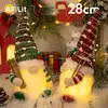 AlliLit-Christmas Doll Sled Elf Ski Gnome com luz LED, decorações para casa, Natal, Ano Novo, 28cm, 2024