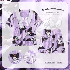 Pijama infantil para desenhos animados, roupas esportivas casuais, roupas para casa, camiseta estampada, kuromi, novo, verão na internet