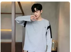 Pijama masculino com gola em o listrado, pijamas de algodão penteado, lounges plus size, outono e inverno, maduro na moda, novo, L a 6XL, 2020 - comprar online