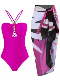 Body feminino sexy com saia longa, biquínis de duas peças, roupa de praia, conjunto de banho de verão, maiô feminino, 2022 - loja online