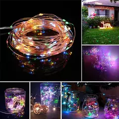 Impermeável cobre fio LED String Lights, Solar Power Lamp, jardim ao ar livre, casamento, festa de Natal, guirlanda, fada, 100
