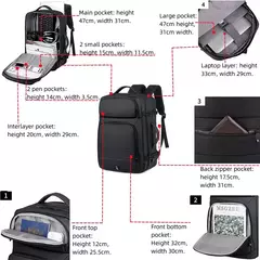 Mochila Laptop expansível para homens, saco impermeável para notebook, mochila USB, viagens esportivas, mochila de escola masculina, mochila para homens, 17";;VERDADEIRO;;"Preto - Wolf Magazine