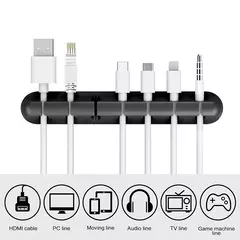 Auto-adesivo Cabo Winder, Suporte de Carregamento USB, Fio Envolvido Cabo, Organizador Da Mesa, Material de Escritório, Desktop, 3, 5, 7 Clips - Wolf Magazine