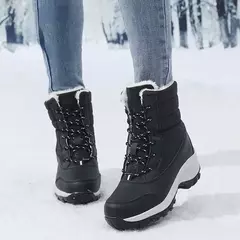 Botas de neve de plataforma antiderrapante para mulheres, Ankle Boots de pele quente, Cunhas impermeáveis, Botas altas para coxa, Sapatos de inverno - Wolf Magazine