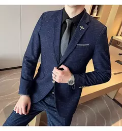 Terno xadrez formal masculino, vestido de noiva noivo, blazer de festa, calças, jaqueta, colete, calças, high-end, casual, escritório, marca na internet