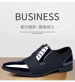 Imagem do Tendência clássico masculino vestido sapatos para homens oxfords sapatos de couro patente rendas até formal couro preto festa de casamento shoes2023