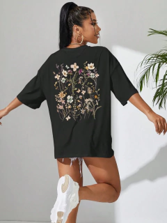 Lindos clusters de flores femininos estampa camisetas de algodão, tops casuais respiráveis macios de manga curta, roupas de rua soltas e confortáveis - comprar online
