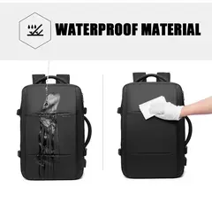 Imagem do BANGE-Men's Waterproof Expansível Laptop Mochila, Grande Capacidade, Caminhadas Saco De Viagem, Mochilas Masculinas, 17,3";;VERDADEIRO;;"Blue 37L
