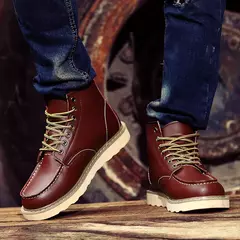 Botas de couro retrô masculina, bota alta de paraquedista, sapato curto de trabalho, estilo britânico, americano, primavera e outono - loja online