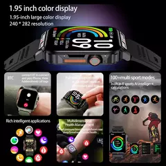 Militar ao ar livre GPS esportes relógio inteligente para homens, 1.95 ", freqüência cardíaca, sangue, oxigênio, chamada Bluetooth, SmartWatches para Android, IOS na internet