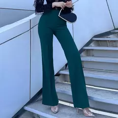 Calça larga fina e monocromática feminina, cintura alta, OL, calça longa de carreira feminina, moda outono, calça chique de fundo drop na internet