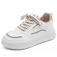 Sapatilhas femininas de plataforma, sapatos vulcanizados, sapatos de caminhada casuais, sapatilhas grossas, tênis branco, novo, 2022, 2024