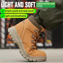 Botas masculinas de segurança em aço, sapatos de trabalho, anti-quebra e anti-punctur, resistentes ao desgaste, preto, caminhadas, à prova d'água na internet