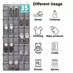 35 bolsos sobre a porta organizador de sapatos grandes bolsos de malha com 4 ganchos tecido transparente sapato rack saco de armazenamento para o quarto na internet