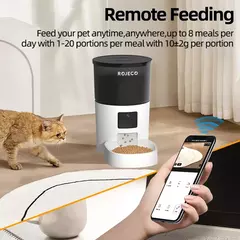 Rojoeco alimentador automático para gatos, com câmera de vídeo, dispensador de comida para gatos, gravador de voz inteligente para animais de estimação, controle remoto, alimentador automático para cães e gatos - loja online