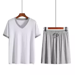Pijama de manga curta modal masculino, conjunto de roupas íntimas soltas, shorts, roupas para casa, plus size, verão, 2 peças na internet