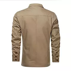 Imagem do Primavera e Outono Novos Homens Retro Cor Sólida Terno de Negócios Largo Solto Três-breasted Terno Multi-bolso Ocasional Regular Jacket Coat