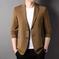 Jaqueta leve masculina, blazer fino, anti-rugas, fino, lapela sólida, casual, respirável, moda verão na internet