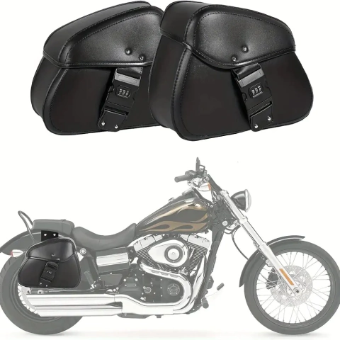 Alforjes de couro pu para motocicleta, à prova d'água, lateral, bloqueio de senha, universal para harley suzuki kawasaki yamaha