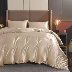 Luxo Satin Duvet Cover Set, conjuntos de cama, seda rica, sedosa, macio, sólido, sem rugas, Sexy Honeymoon, Queen Black Series, 3pcs