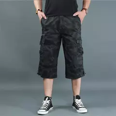 Calção de carga de comprimento longo masculino, calça Capri de algodão elástica casual com vários bolsos, curto tático militar, calções quentes, verão, 5XL - comprar online