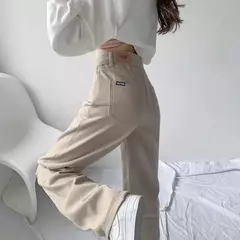 Jeans emagrecedor branco de cintura alta com pernas largas, calça ajuste solto, moda, estilo americano, novo, primavera, outono, 2024
