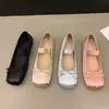 Sapatos de balé de seda cetim de luxo para mulheres, clássico quadrado toe, gravata borboleta, elástico, bailarina para senhoras, sapatos macios