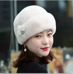 Chapéu de pele quente feminino, moda inverno, cabelo inteiro de vison, boina, maré, Kanye, Gorras Cap, mãe