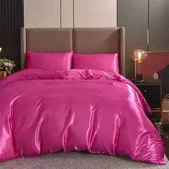 Luxo Satin Duvet Cover Set, conjuntos de cama, seda rica, sedosa, macio, sólido, sem rugas, Sexy Honeymoon, Queen Black Series, 3pcs - comprar online