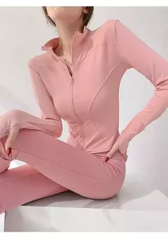 Casaco esportivo de secagem rápida para mulheres, tops apertados, manga comprida, zíper, jaqueta de ioga, corrida e fitness, proteção solar, S-3XL, 2024 - comprar online