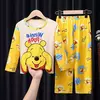 Conjunto de pijamas de manga comprida infantil, Winnie the Pooh Desenhos animados, Mickey e Minnie, menino e menina