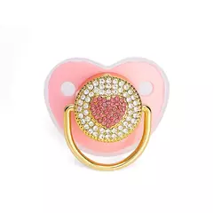 Coração Rhinestone Chupeta dos bebês com tampa, infantil Chupeta, mordedor, Silicone manequim bico, chuveiro recém-nascido, luxo, Bling - comprar online