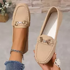 Imagem do Mocassins casuais e confortáveis para mulheres, deslizamento em apartamentos, dedo do pé redondo, sola sólida, sapatos femininos, novo, outono, 2022, 2024