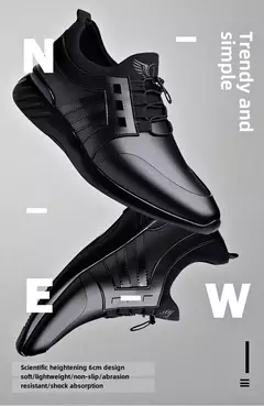 Imagem do Sapatos esportivos casuais de verão respiráveis plus size sapatos masculinos de couro 6cm salto interno invisível aumentar sapatos 8cm