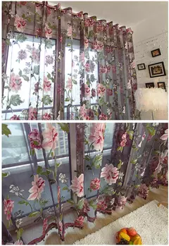 Tule Floral em Cortinas Puras, Tratamento Janela, Painel Persianas, Sala de estar, Quarto, Cozinha, Sombra, Roxo, Peônia - Wolf Magazine