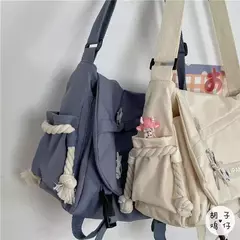 Bolsa Crossbody Japonesa de Grande Capacidade para Mulheres, Bolsas de Nylon, Ombro, Workwear Retro, Carteiro Bolsas