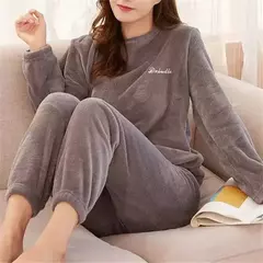 Pijama de lã coral grande masculino, veludo grosso, flanela juvenil quente, conjunto de peles domésticas, outono e inverno na internet