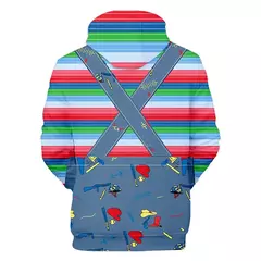 Chucky-Homens 3D Full-Print Hoodies Filme de Terror, moletom Hoodie, Traje Cosplay, Streetwear, Unisex, Nova Moda, 2024