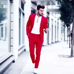 Imagem do Ternos casuais slim fit masculinos para casamento, lapela de pico, smoking masculino do noivo, traje masculino, 2 peças