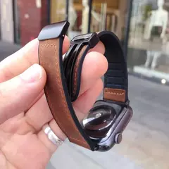 Pulseira magnética, iWatch Series 9, 8, 7, SE, 6, 5, 4, 3, 49mm, pulseira de silicone e couro para Apple Watch, Ultra Band, 41 milímetros, 40 milímetros, 44 milímetros, 42 milímetros - Wolf Magazine