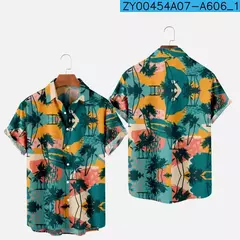Moda masculina verão t-shirts havaiano impressão 3d aconchegante casual um botão camisas de manga curta praia camisas de grandes dimensões