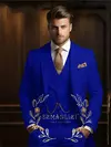 Ternos de casamento casuais para homens, feitos sob medida, jaqueta, colete, calças, sparking formal do noivo, lapela pontudo, traje de 3 peças