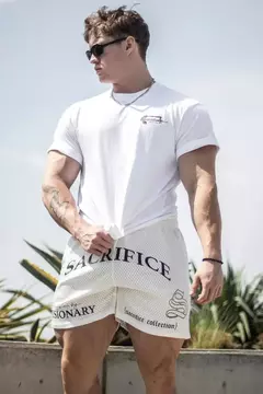 Calções Esportivos de Malha Respirável Masculina, Calções de Treino, Roupa Fitness, Secagem Rápida, Estilo Americano, Tendência da Moda - comprar online