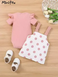 MiniFox-Vestido de urso rosa Romper e Dots para bebês, vestido suspensor para recém-nascidos, vestidos de urso dançante, fofos - Wolf Magazine